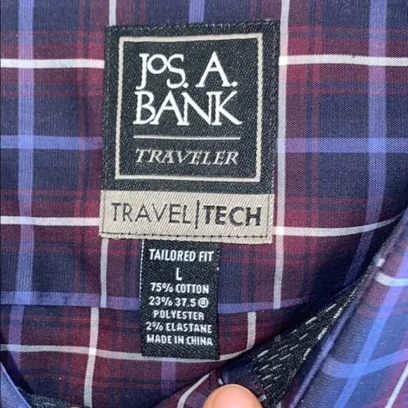 Jos. A. Bank Maroon Plaid Button-Down ShirtSz L